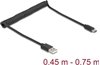 Picture of Delock USB 2.0 Coiled Cable USB Type-A male to USB Type-C™ male 0.45 m to 0.75 m black