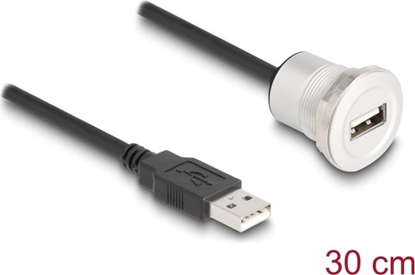Picture of Delock USB 2.0 Type-A built-in female with cable plug 30 cm aluminium