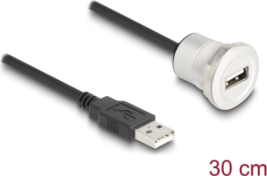 Picture of Delock USB 2.0 Type-A built-in female with cable plug 30 cm aluminium