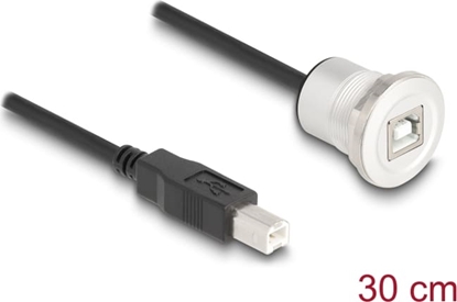 Picture of Delock USB 2.0 Type-B built-in female with cable plug 30 cm aluminium