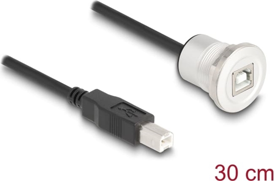 Picture of Delock USB 2.0 Type-B built-in female with cable plug 30 cm aluminium