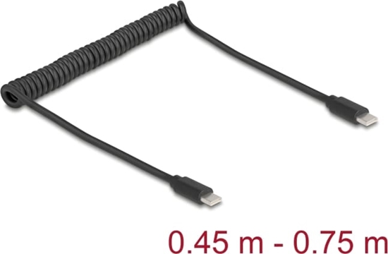 Picture of Delock USB 2.0 Type-C™ Coiled Cable male to male 0.45 m to 0.75 m black