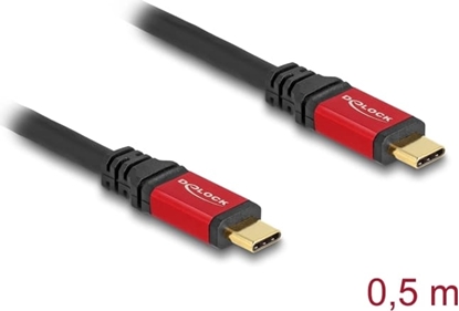 Picture of Delock USB 20 Gbps Cable USB Type-C™ male to male PD 3.0 100 W E-Marker 0.5 m red metal