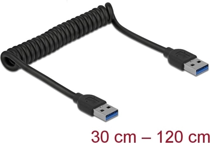 Picture of Delock USB 3.0 Coiled Cable Type-A male to Type-A male