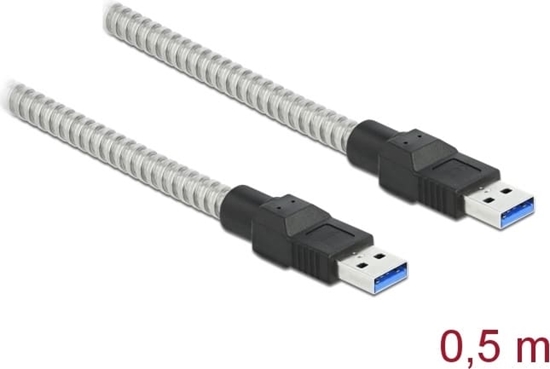 Picture of Delock USB 3.2 Gen 1 Cable Type-A male to Type-A male with metal jacket 0.5 m
