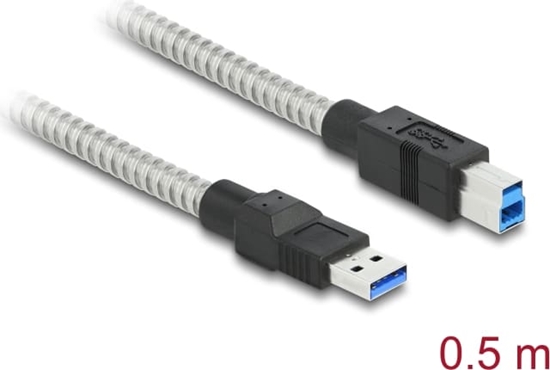 Picture of Delock USB 3.2 Gen 1 Cable Type-A male to Type-B male with metal jacket 0.5 m