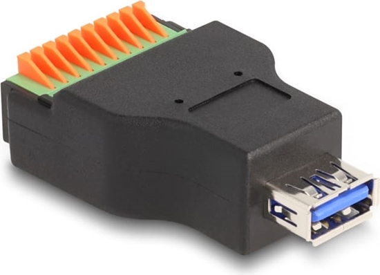 Picture of Delock USB 3.2 Gen 1 Type-A female to Terminal Block Adapter with push button