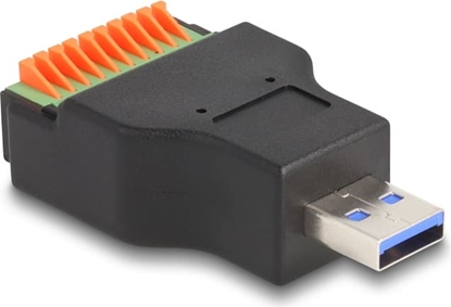 Picture of Delock USB 3.2 Gen 1 Type-A male to Terminal Block Adapter with push button