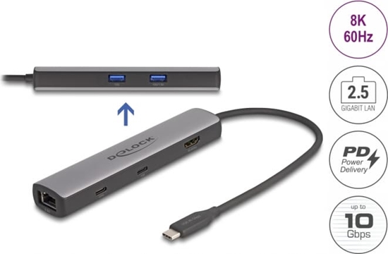 Picture of Delock USB 40 Gbps USB Type-C™ Docking Station 8K - HDMI / USB 10 Gbps / 2.5 Gigabit LAN / PD 3.0 100 W