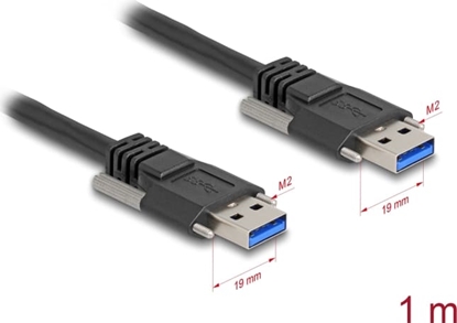 Picture of Delock USB 5 Gbps Cable Type-A male to Type-A male with screw distance 19 mm 1 m black