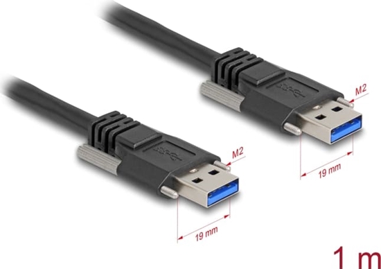 Picture of Delock USB 5 Gbps Cable Type-A male to Type-A male with screw distance 19 mm 1 m black