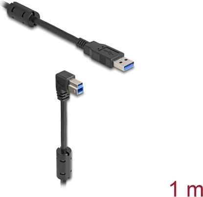 Picture of Delock USB 5 Gbps Cable Type-A male to Type-B male 90° downwards angled 1 m
