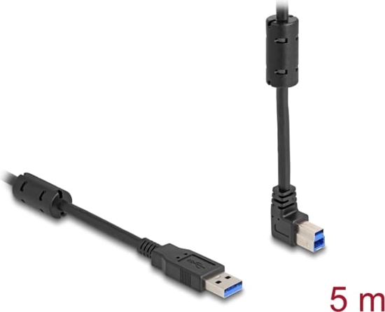 Picture of Delock USB 5 Gbps Cable Type-A male to Type-B male 90° upwards angled 5 m
