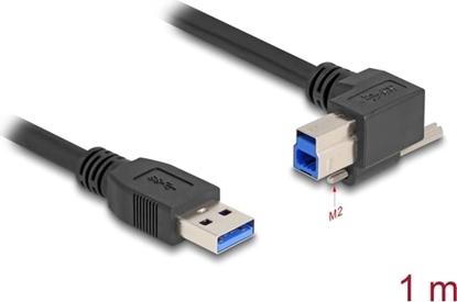 Picture of Delock USB 5 Gbps Cable USB Type-A male straight to USB Type-B male with screw 90° right angled 1 m black