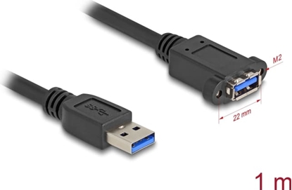 Picture of Delock USB 5 Gbps Cable USB Type-A male to USB Type-A female for installation 1 m black