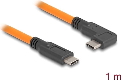 Picture of Delock USB 5 Gbps Cable USB Type-C™ male to USB Type-C™ male 90° angled for tethered shooting 1 m orange