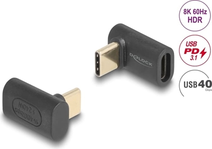 Picture of Delock USB Adapter 40 Gbps USB Type-C™ PD 3.1 240 W male to female angled 8K 60 Hz