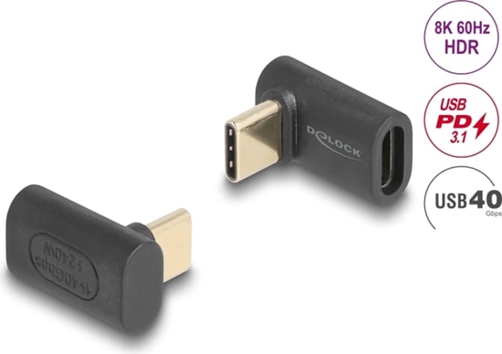Picture of Delock USB Adapter 40 Gbps USB Type-C™ PD 3.1 240 W male to female angled 8K 60 Hz