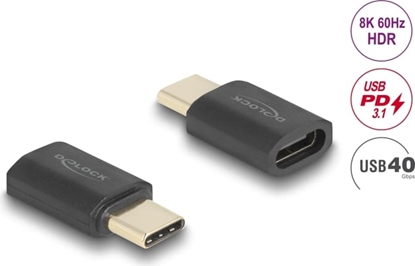 Picture of Delock USB Adapter 40 Gbps USB Type-C™ PD 3.1 240 W male to female port saver 8K 60 Hz