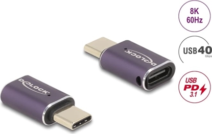 Picture of Delock USB Adapter 40 Gbps USB Type-C™ PD 3.1 240 W male to female port saver 8K 60 Hz metal