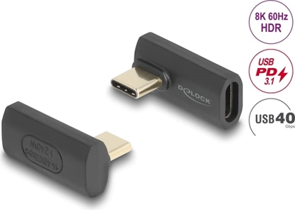 Picture of Delock USB Adapter 40 Gbps USB Type-C™ PD 3.1 240 W male to female rotated angled left / right 8K 60 Hz
