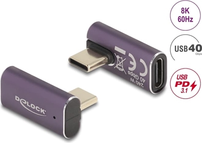Picture of Delock USB Adapter 40 Gbps USB Type-C™ PD 3.1 240 W male to female rotated angled left / right 8K 60 Hz metal