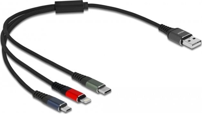 Attēls no Delock USB Charging Cable 3 in 1 Type-A to Lightning™ / Micro USB / USB Type-C™ 30 cm 3-coloured