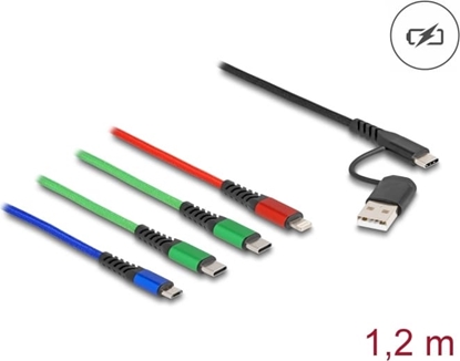 Изображение Delock USB Charging Cable 4 in 1 USB Type-A + USB-C™ to Lightning™ / Micro USB / 2 x USB Type-C™ 1.20 m