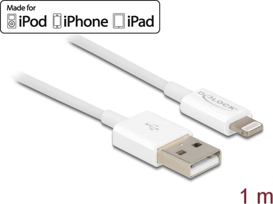 Изображение Delock USB data and power cable for iPhone™, iPad™, iPod™ white 1 m