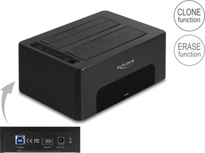 Изображение Delock USB Dual Docking Station for 2 x SATA HDD / SSD with Clone and Erase Function