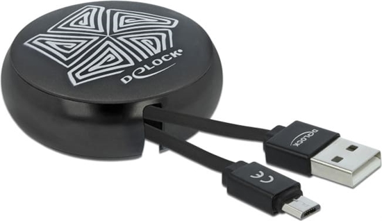 Picture of Delock USB Retractable Cable Type-A to Micro-B black