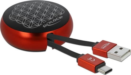 Picture of Delock USB Retractable Cable Type-A to USB-C™ black / red