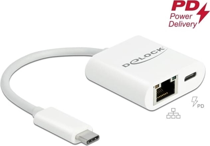 Attēls no Delock USB Type-C™ Adapter to Gigabit LAN 10/100/1000 Mbps with Power Delivery port white