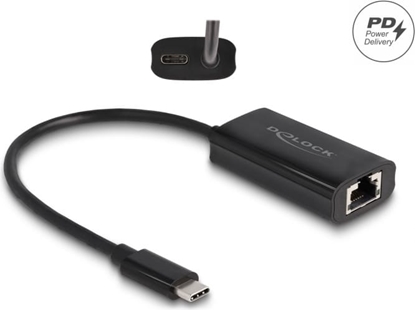 Attēls no Delock USB Type-C™ Adapter to Gigabit LAN with Power Delivery 100 watt