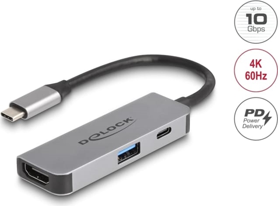 Picture of Delock USB Type-C™ Adapter to HDMI 4K 60 Hz with USB Type-A and USB Type-C™ PD 95 W