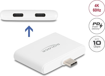 Picture of Delock USB Type-C™ Adapter to USB-C™ Data 10 Gbps and Video 4K 60 Hz + USB Type-C™ PD 92 W