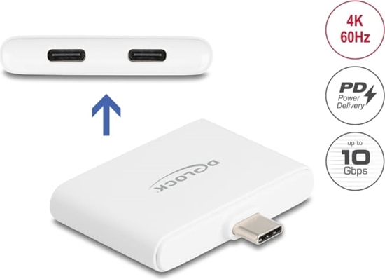 Picture of Delock USB Type-C™ Adapter to USB-C™ Data 10 Gbps and Video 4K 60 Hz + USB Type-C™ PD 92 W