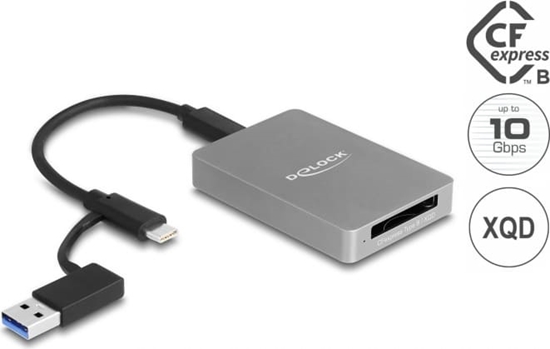 Picture of Delock USB Type-C™ Card Reader in aluminium enclosure for CFexpress or XQD memory cards