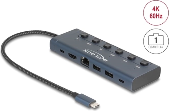 Picture of Delock USB Type-C™ Docking Station 4K - HDMI / USB / Gigabit LAN / PD 3.0 90 W with switches