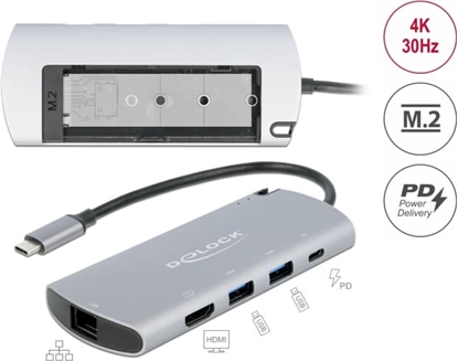 Picture of Delock USB Type-C™ Docking Station with M.2 Slot - 4K HDMI / USB / LAN / PD 3.0