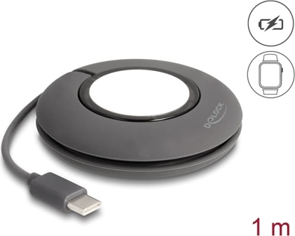 Picture of Delock USB Type-C™ Reel Charging Cable for Apple Watch 1 m grey magnetic