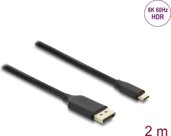 Изображение Delock USB Type-C™ to DisplayPort Cable (DP Alt Mode) 8K 60 Hz with HDR function 2 m black