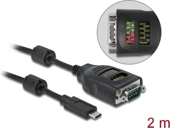 Изображение Delock USB Type-C™ to Serial DB9 Adapter with 9 LED RS-232 Tester