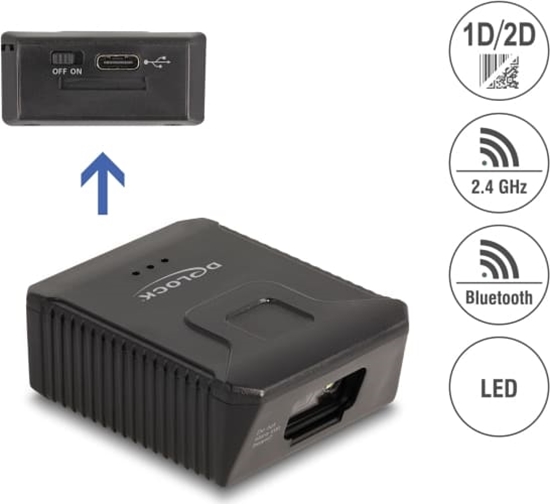 Изображение Delock Wearable Barcode Scanner 1D and 2D with 2.4 GHz or Bluetooth - for glove 90606 and 90609