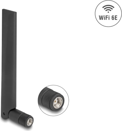 Изображение Delock WiFi 6E Antenna RP-SMA plug 3 dBi omnidirectional with tilt joint black