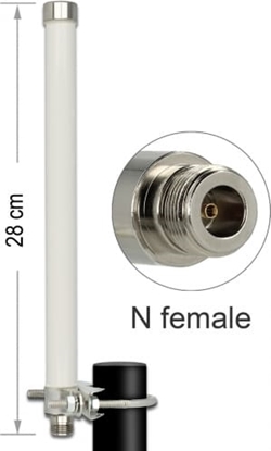 Изображение Delock WLAN 802.11 ac/a/h/b/g/n Antenna N jack 6 - 8 dBi 28 cm omnidirectional fixed pole mount white outdoor