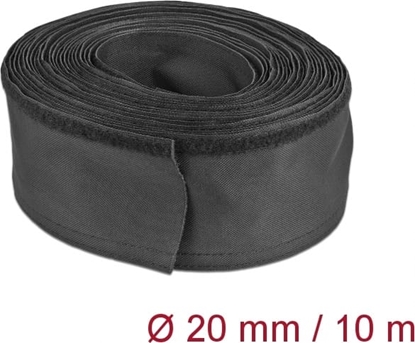 Изображение Delock Woven Sleeve with Hook-and-Loop Fastener heat-resistant 10 m x 20 mm black