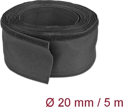 Изображение Delock Woven Sleeve with Hook-and-Loop Fastener heat-resistant 5 m x 20 mm black