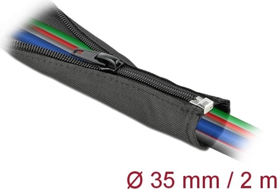 Изображение Delock Woven Sleeve with zip fasterner heat-resistant 2 m x 35 mm black