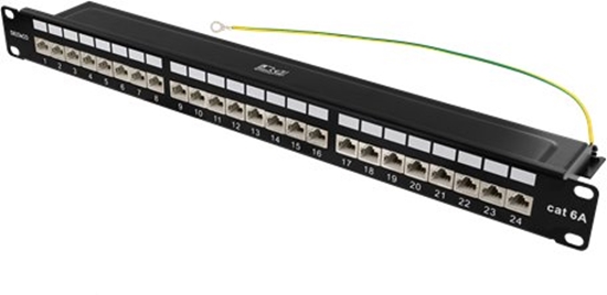 Picture of Deltaco DELTACO STP patch panel, 24xRJ45, Cat6a, 10Gbps, Krone terminals, 1U, 19 ", metal, juodas / PAN-200